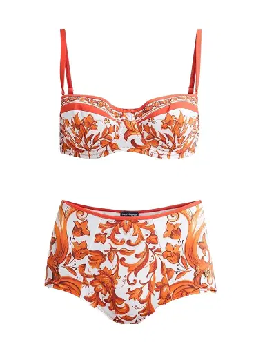 Dolce & Gabbana Women's Maiolica Printed Bikini - Maiolica Orange - Size XL | Thumbnail 1
