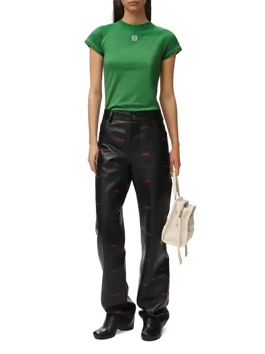 Loewe Women's Logo Cotton-Blend T-Shirt - Green | Thumbnail 2 Loewe Women's Logo Cotton-Blend T-Shirt - Green | Thumbnail 2