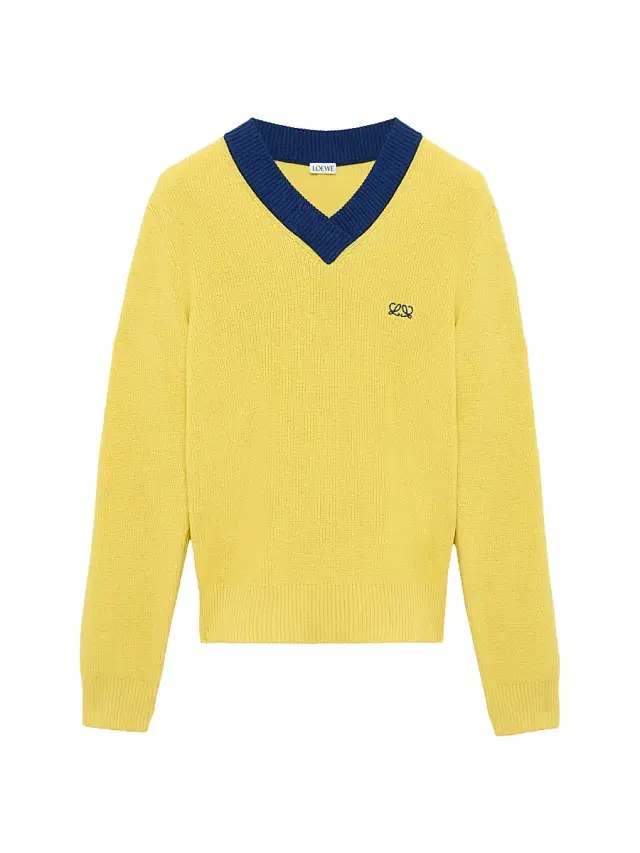 Women's Logo Cotton & Wool-Blend V-Neck Sweater - Yellow Blue