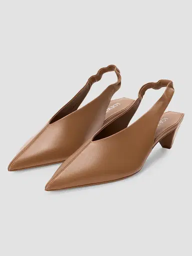 Loewe Women's Origami Cubic 45MM Leather Slingback Pumps - Mocha - Size 11 | Thumbnail 2
