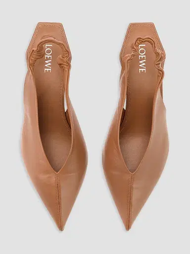 Loewe Women's Origami Cubic 45MM Leather Slingback Pumps - Mocha - Size 11 | Thumbnail 3