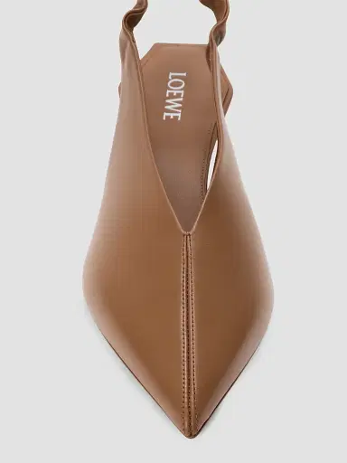 Loewe Women's Origami Cubic 45MM Leather Slingback Pumps - Mocha - Size 11 | Thumbnail 4
