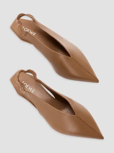 Loewe Women's Origami Cubic 45MM Leather Slingback Pumps - Mocha - Size 11 | Thumbnail 5