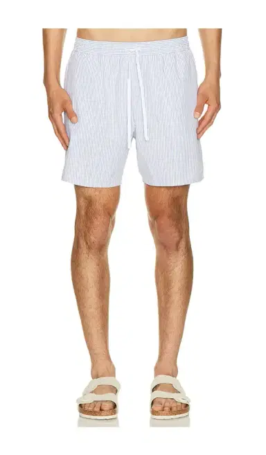 Lacoste Mid Length Striped Textured Swim Trunk | Thumbnail 1 Lacoste Mid Length Striped Textured Swim Trunk | Thumbnail 1
