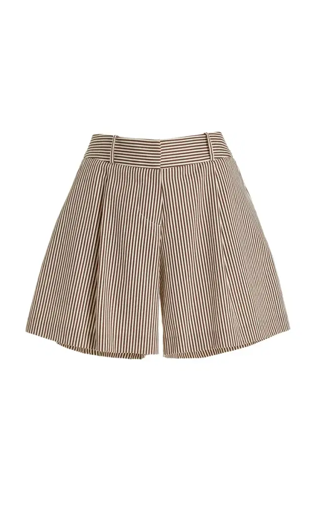 Brandon Maxwell The Essie Pleated Cotton Twill Shorts