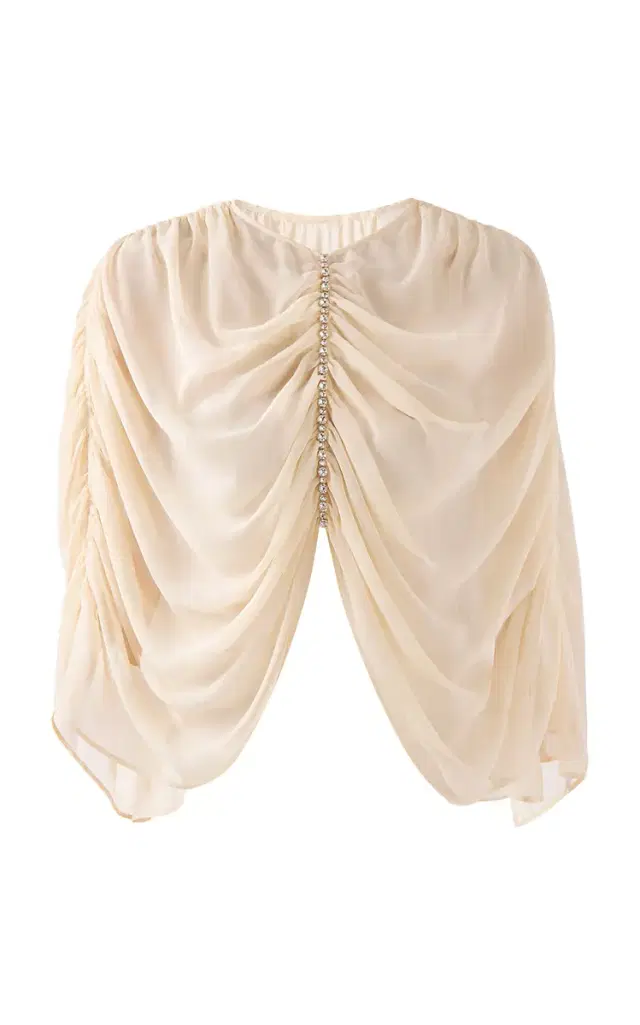 The New Arrivals Ilkyaz Ozel Nour Crystal Chiffon Cape Top