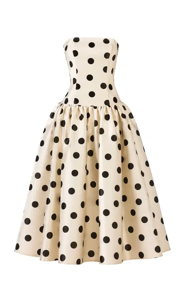 The New Arrivals Ilkyaz Ozel Leyla Polka-Dot Satin Maxi Dress