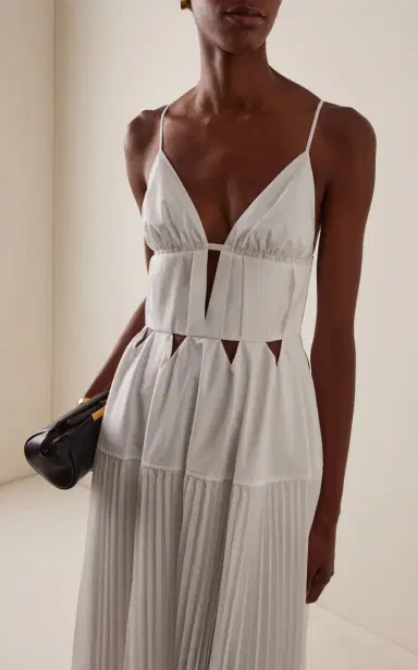 Simkhai Selene Pleated Crepe Maxi Dress | Thumbnail 3 Simkhai Selene Pleated Crepe Maxi Dress | Thumbnail 3