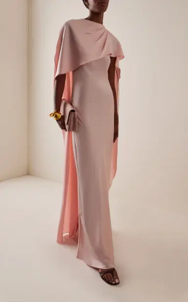 Simkhai Izel Crepe Cape Gown | Thumbnail 2
