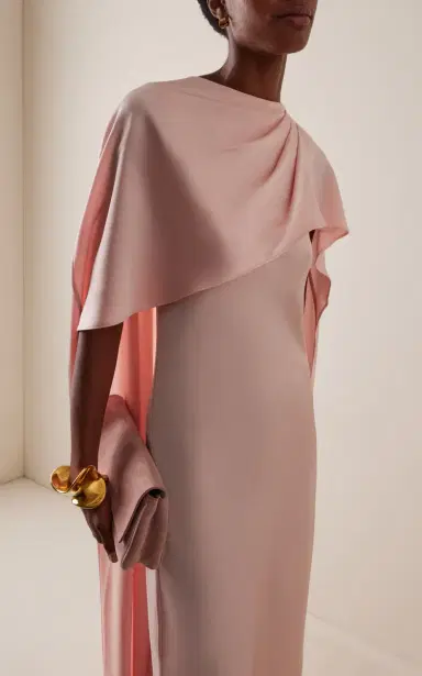 Simkhai Izel Crepe Cape Gown | Thumbnail 3