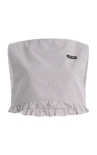 Miu Miu Checkered Cropped Cotton Top | Thumbnail 7 Miu Miu Checkered Cropped Cotton Top | Thumbnail 7