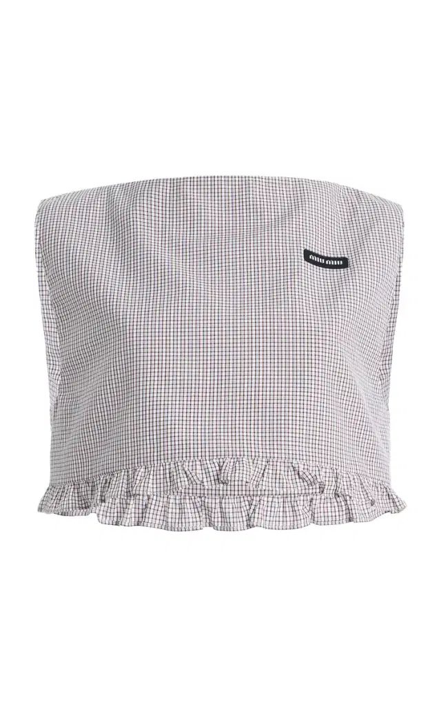 Miu Miu Checkered Cropped Cotton Top