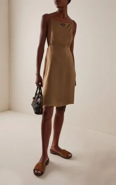 Miu Miu Ruffled Satin Midi Dress | Thumbnail 2