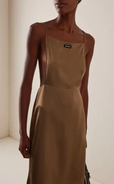 Miu Miu Ruffled Satin Midi Dress | Thumbnail 3