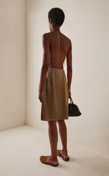 Miu Miu Ruffled Satin Midi Dress | Thumbnail 4