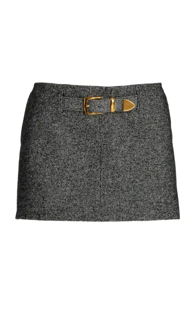 Brandon Maxwell The Gabriella Belted Wool-Cotton Mini Skirt