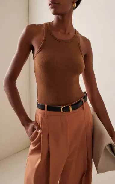 ÉTERNE High-Neck Fitted Jersey Tank Top | Thumbnail 2