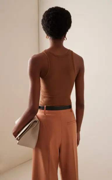 ÉTERNE High-Neck Fitted Jersey Tank Top | Thumbnail 4