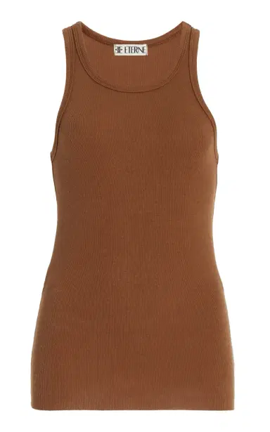 ÉTERNE High-Neck Fitted Jersey Tank Top | Thumbnail 1