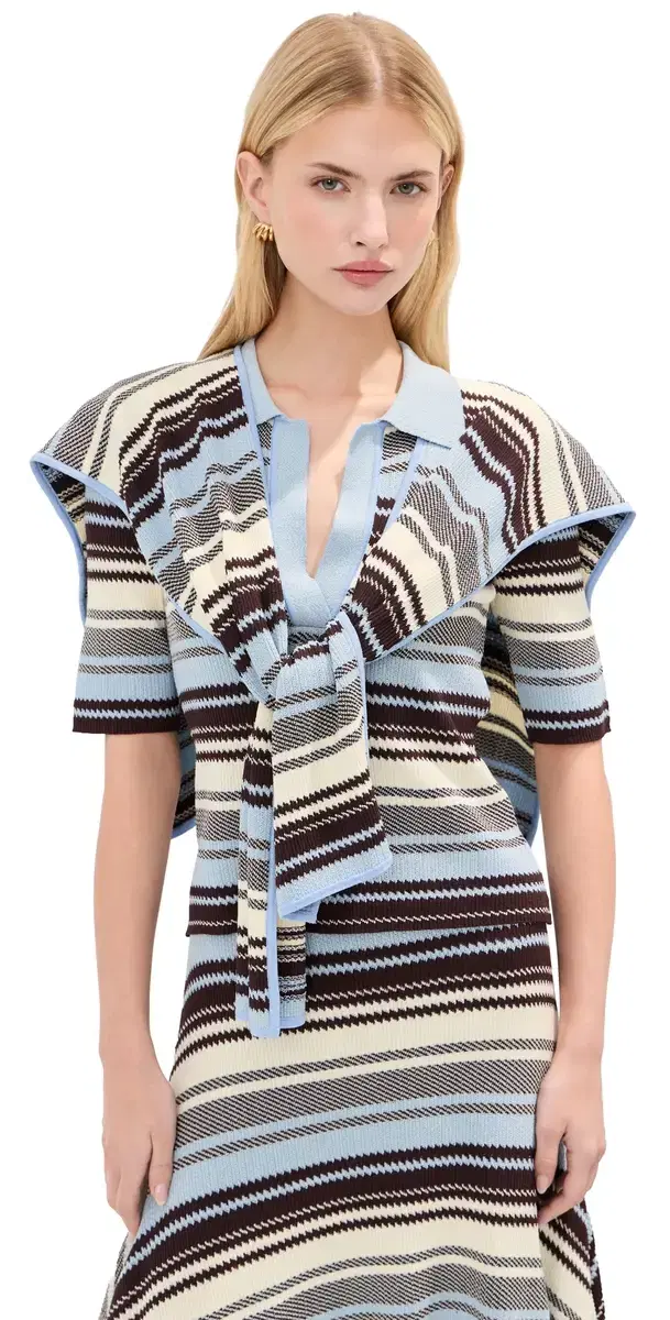 Monse triped Jacquard carf Top Blue Multi