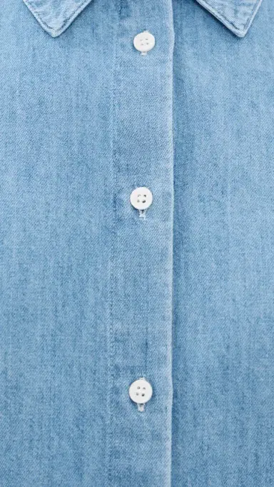 Another Tomorrow Chambray Short Sleeve Shirt Light Blue Wash L | Thumbnail 6