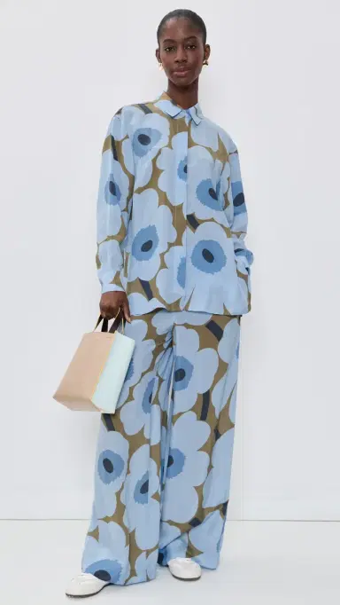 Marimekko Jarki Unikko Button Down Shirt Light Blue/Olive Green | Thumbnail 5 Marimekko Jarki Unikko Button Down Shirt Light Blue/Olive Green | Thumbnail 5