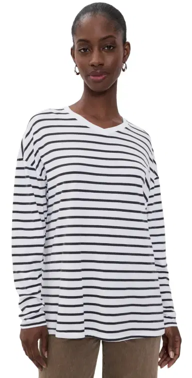 Jamie Haller The High V Tee White Stripe | Thumbnail 1 Jamie Haller The High V Tee White Stripe | Thumbnail 1