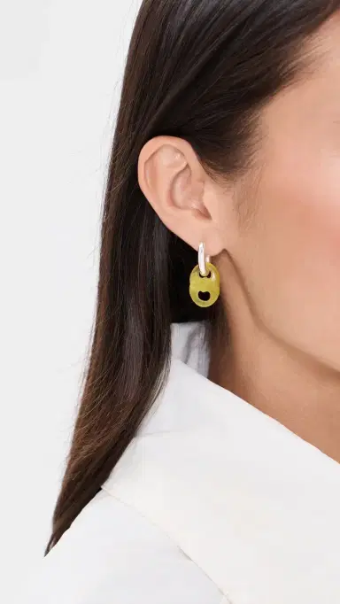 Tory Burch Gemini Link Small Hoop Earrings | Thumbnail 3 Tory Burch Gemini Link Small Hoop Earrings | Thumbnail 3