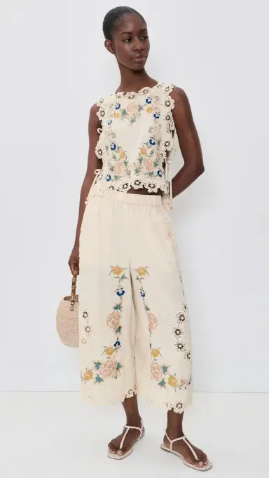 Sea Adonna Embroidered Sleeveless Top Cream | Thumbnail 5