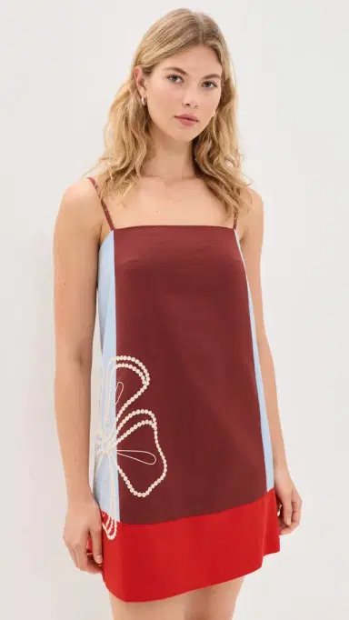 TANYA TAYLOR Bianca Mini Dress Redwood Multi 0 | Thumbnail 2 TANYA TAYLOR Bianca Mini Dress Redwood Multi 0 | Thumbnail 2