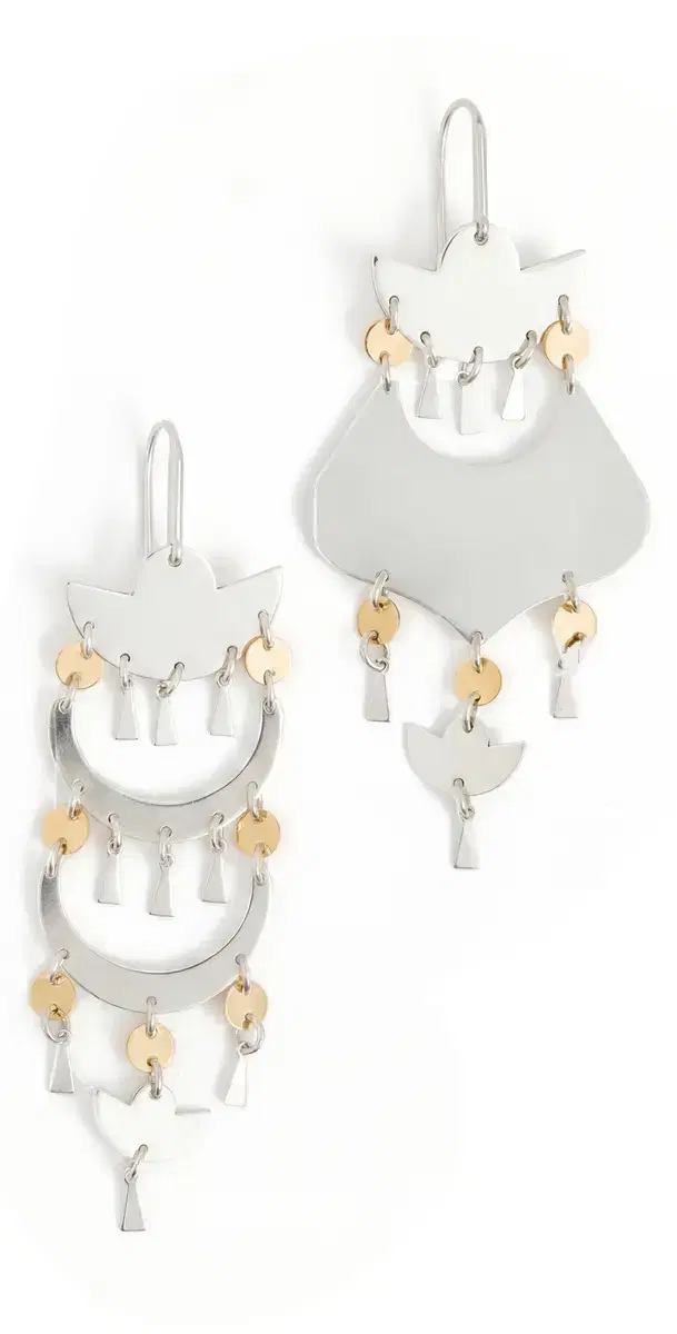 Isabel Marant Asymmetric Earrings Silver/Dore One Size