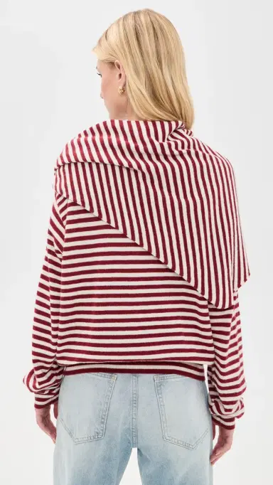 LIONESS Olsen Knit Top Wine Stripe | Thumbnail 3