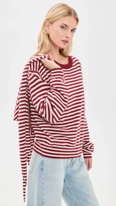 LIONESS Olsen Knit Top Wine Stripe | Thumbnail 4