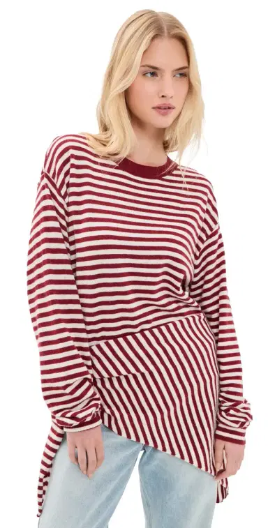 LIONESS Olsen Knit Top Wine Stripe | Thumbnail 1