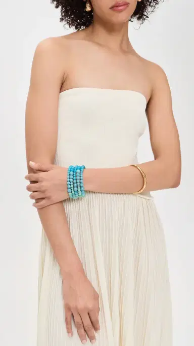 Lele Sadoughi Riviera Five Strand Bracelet Seafoam Spray One Size | Thumbnail 3