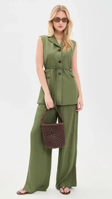 Theory Slit Washed Twill Pants Forest oss - 2r2 | Thumbnail 5
