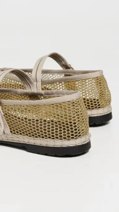 Flabelus Isabella Mesh Mary Jane Flats Khaki 39 | Thumbnail 4