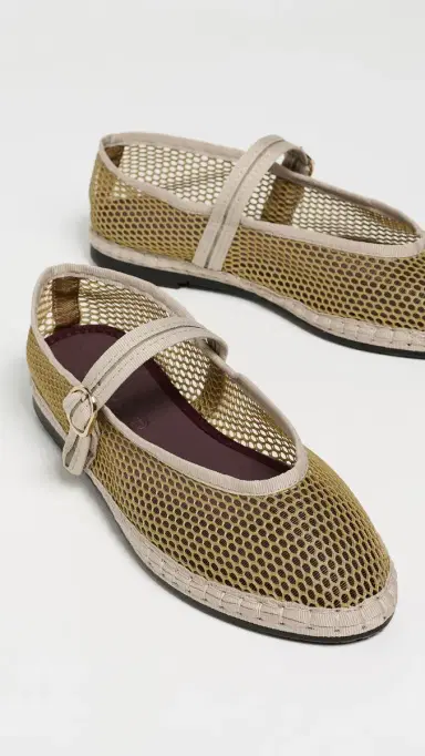 Flabelus Isabella Mesh Mary Jane Flats Khaki 39 | Thumbnail 5