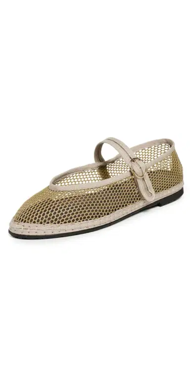 Flabelus Isabella Mesh Mary Jane Flats Khaki 39 | Thumbnail 1