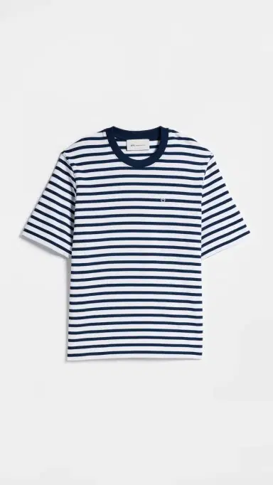 AMI Unisex Quota Boxy Mariniere Tee Encre/Blanc M | Thumbnail 2