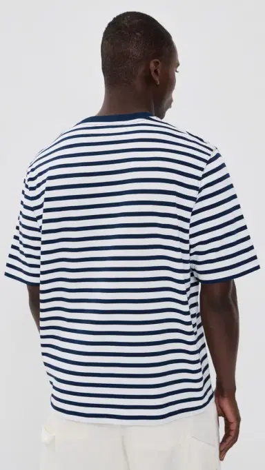 AMI Unisex Quota Boxy Mariniere Tee Encre/Blanc M | Thumbnail 5