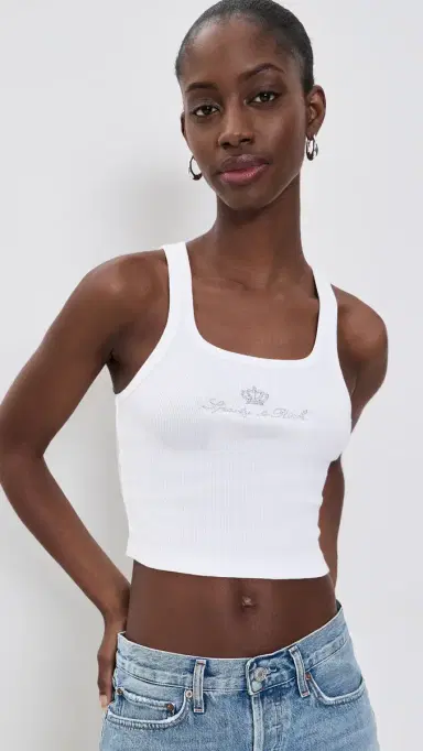 Sporty & Rich Juicy Crown Ribbed Tank White S | Thumbnail 2