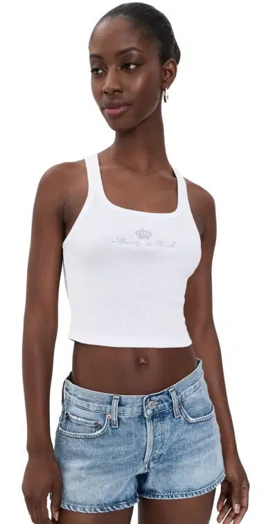 Sporty & Rich Juicy Crown Ribbed Tank White S | Thumbnail 1