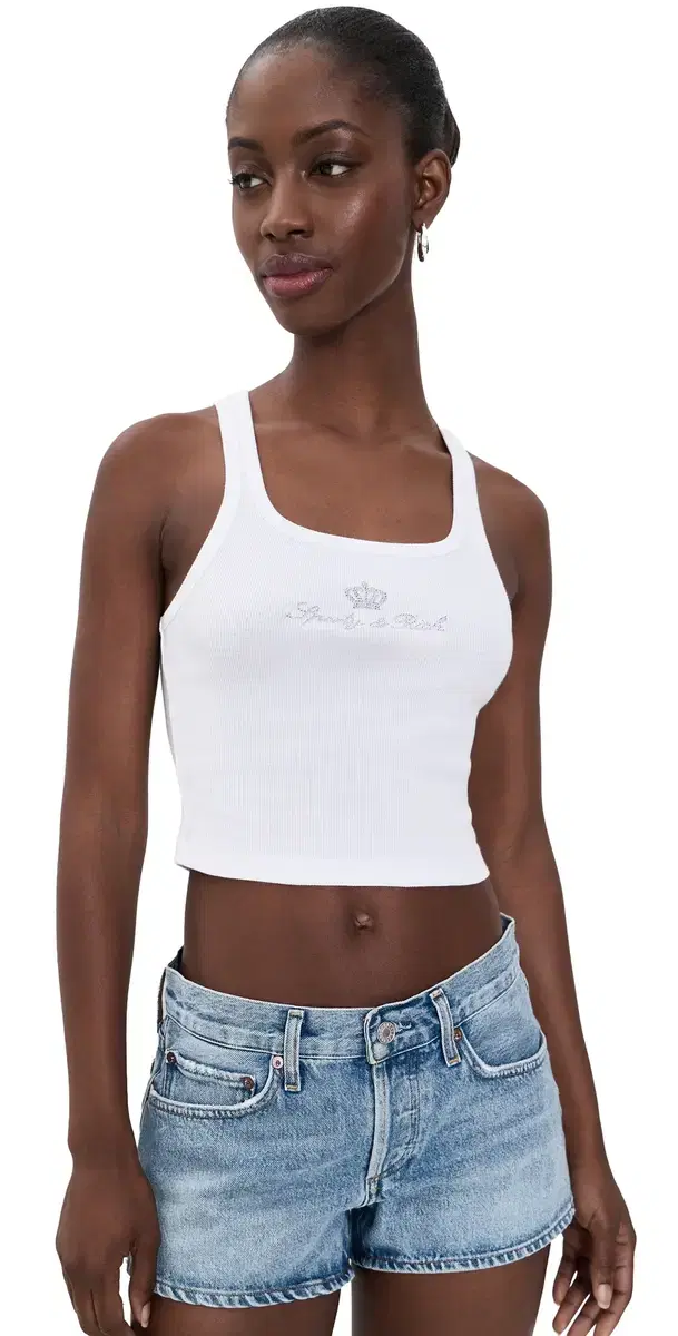 Juicy Crown Ribbed Tank White