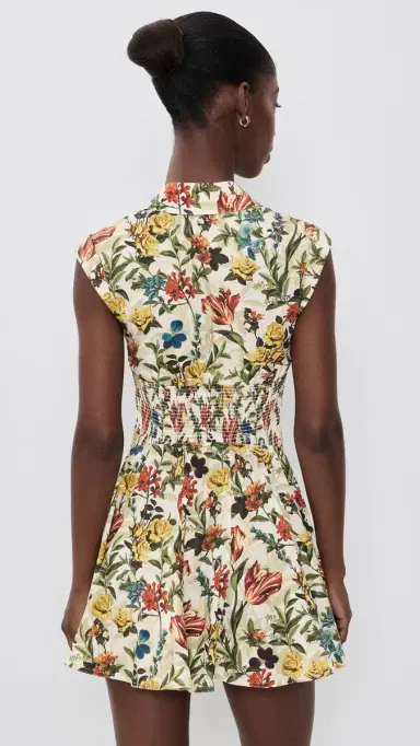 Alice + Olivia Kim Paneled Corset Flared Mini Shirt Dress Desert Springs Vanilla 4 | Thumbnail 3