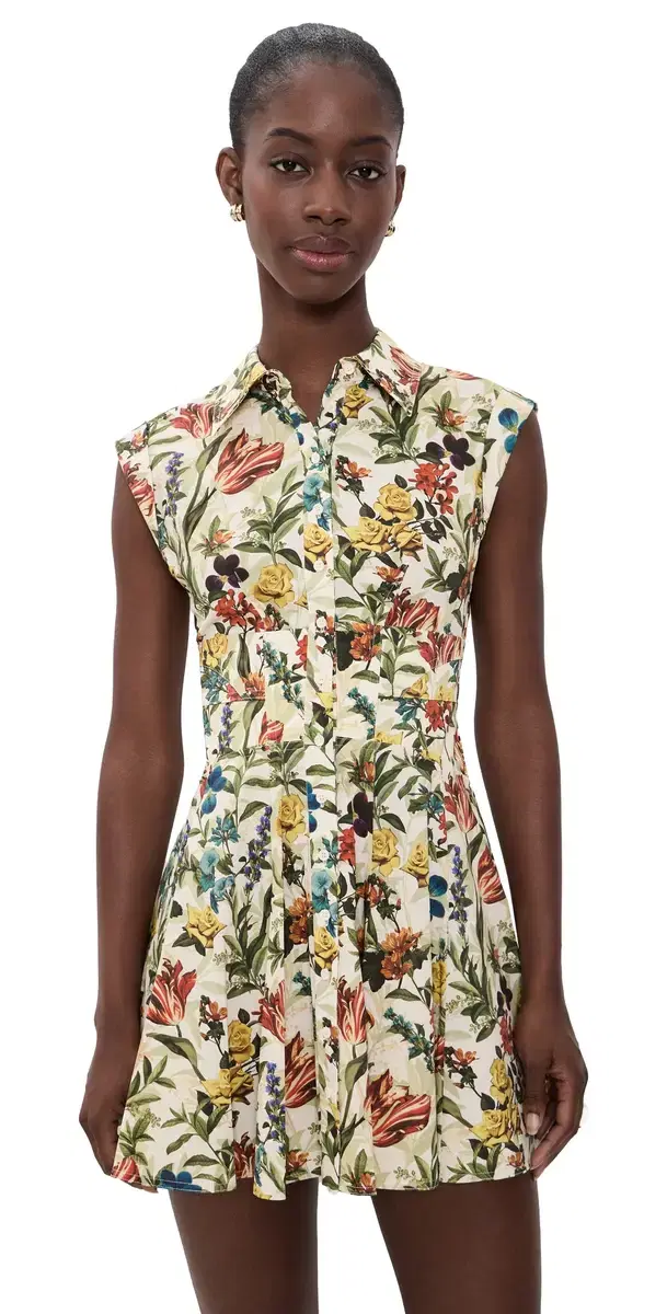 Kim Paneled Corset Flared Mini Shirt Dress Desert Springs Vanilla
