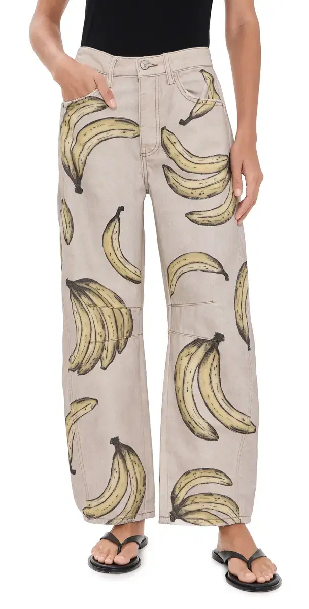Free People Good Luck Printed Jeans Go Bananas