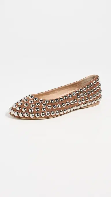 Rabanne Studded Ballerina Flats Beurre 38 | Thumbnail 2