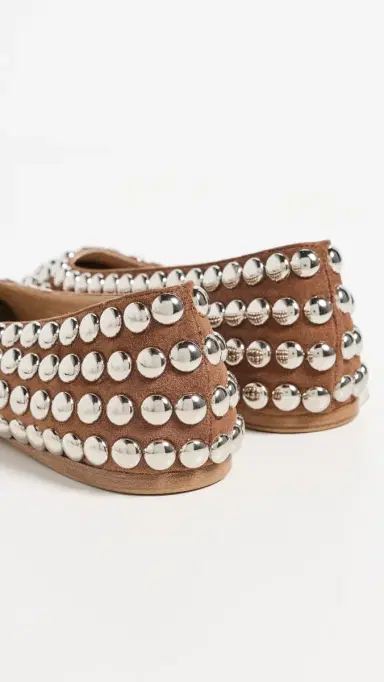 Rabanne Studded Ballerina Flats Beurre 38 | Thumbnail 4