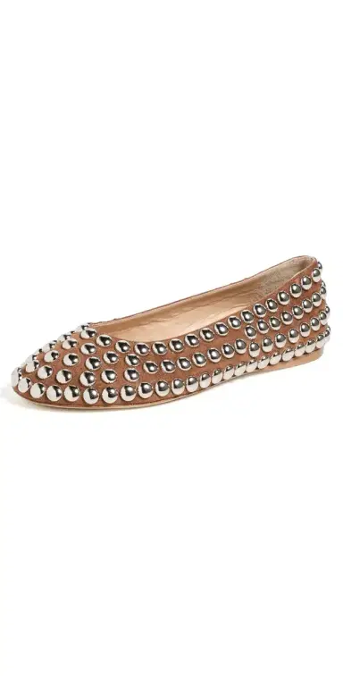 Rabanne Studded Ballerina Flats Beurre 38 | Thumbnail 1
